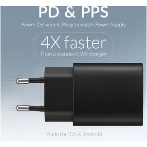 Mobigear Essentials - Simple USB-C Chargeur Apple Lightning 1 mètre Power Delivery 20W - Noir