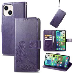 Mobigear Clover Housse iPhone 15 Plus Etui Porte-Monnaie - Violet