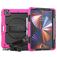 Mobigear SureGrip Xtreme Coque iPad Pro 12.9 Pouces (2021) Coque arrière en Plastique rigide,Silicone + Porte-crayon + Bandoulière + Support Amovible - Noir / Rose
