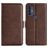Mobigear Slim Magnet Housse TCL 305 Etui Porte-Monnaie - Marron