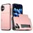 Mobigear Card Coque iPhone 16 Coque arrière Rigide Anti-Chocs avec Porte-Cartes - Rose doré