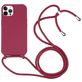 Mobigear Lanyard iPhone 16 Pro Coque avec cordon en Silicone - Rouge