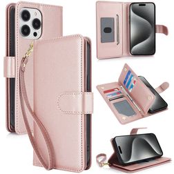 Mobigear Wallet iPhone 15 Pro Étui Portefeuille - Rose doré