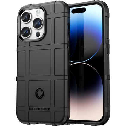 Mobigear Rugged Shield Coque iPhone 15 Pro Coque arrière en TPU Souple Anti-Chocs - Noir