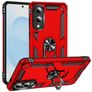 Mobigear Armor Ring Coque Samsung Galaxy S25 Edge Coque arrière Rigide Anti-Chocs avec Anneau-Support - Rouge