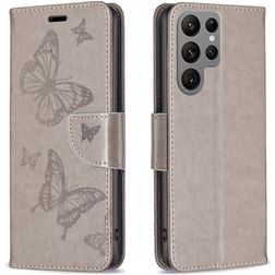 Mobigear Butterfly Samsung Galaxy S24 Ultra Étui Portefeuille - Gris