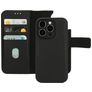 Mobiparts Housse iPhone 14 Pro MagSafe Etui avec Coque Détachable en Cuir Véritable Porte-Monnaie - Noir