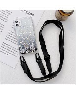 Mobigear Lanyard iPhone 13 Coque avec cordon en TPU Souple - Noir