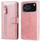 Mobigear Zipper Housse iPhone 17 Pro Etui Porte-Monnaie - Rose doré