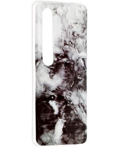 Mobigear Marble Coque Xiaomi Mi 10 Coque arrière en TPU Souple - Noir / Blanc