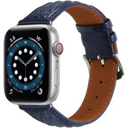 Mobigear Genova Bracelet Cuir Apple Watch Fermeture boucle ardillon - 49/46/45/44 mm - Dark Blue