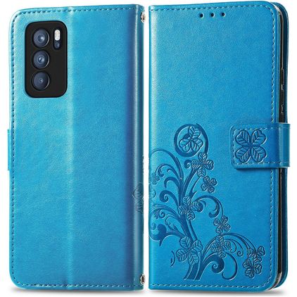 Mobigear Clover OPPO Reno 6 Pro 5G Étui Portefeuille - Bleu