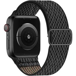 Mobigear W Texture Bracelet Nylon Apple Watch Bracelet élastique - 42/41/40/38 mm - Black Rainbow