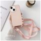 Mobigear Lanyard iPhone 14 Coque avec cordon en Silicone - Rose