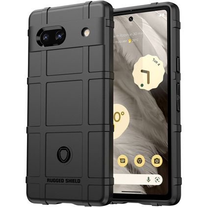 Mobigear Rugged Shield Google Pixel 7a TPU souple Coque arrière Antichoc - Noir