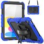 Mobigear SureGrip Xtreme Coque iPad 10 (2022) Coque arrière en Plastique rigide,Silicone + Bandoulière + Support Amovible - Noir / Bleu