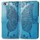 Mobigear Butterfly Housse iPhone 16e Etui Porte-Monnaie - Bleu