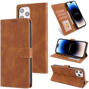 Mobigear Wallet Housse iPhone 14 Pro Max Etui Porte-Monnaie - Marron
