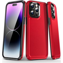 Mobigear Slim Armor Coque iPhone 15 Pro Max Coque arrière Rigide Anti-Chocs - Rouge