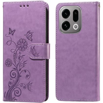 Mobigear Flowers OPPO Find X9 Étui Portefeuille - Violet