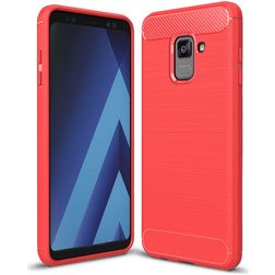 Mobigear Brushed Slim Samsung Galaxy A8 (2018) TPU souple Coque arrière - Rouge