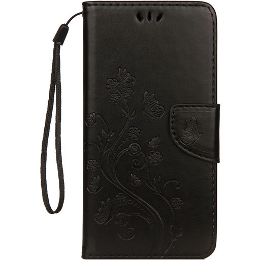Mobigear Flowers Housse iPhone XS Max Etui Porte-Monnaie - Noir