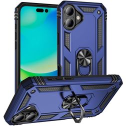 Mobigear Armor Ring iPhone 17 Plastique rigide Coque arrière Antichoc avec bague de maintien - Bleu