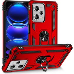 Mobigear Armor Ring Coque Xiaomi Redmi Note 12 Pro Plus Coque arrière Rigide Anti-Chocs avec Anneau-Support - Rouge