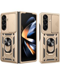 Mobigear Armor Ring Cam Slide Coque Samsung Galaxy Z Fold 8 Ultra Coque arrière Rigide Anti-Chocs avec Anneau-Support et Protecteur Lentilles - Or