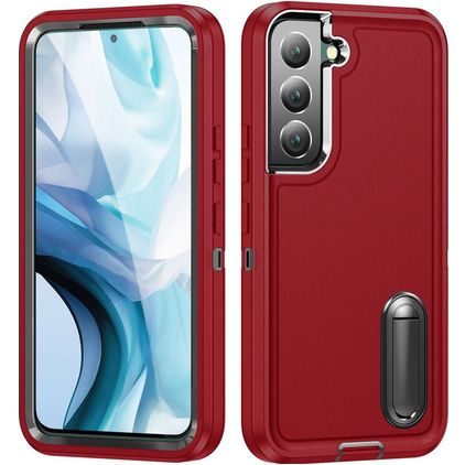 Mobigear Rugged Stand Coque Samsung Galaxy S23 Plus Coque arrière Rigide Anti-Chocs avec Support Amovible - Rouge