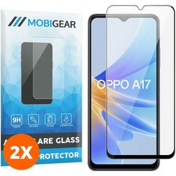 Mobigear Premium OPPO A17 Verre trempé Protection d'écran - Compatible Coque - Noir (Lot de 2)