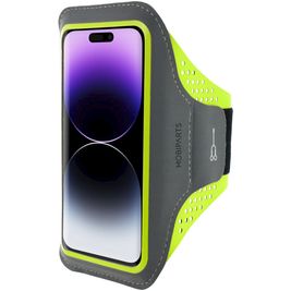 Mobiparts Comfort Fit Brassard Téléphone iPhone 14 Pro Brassard Coque de Sport en Neoprène - Neon Green