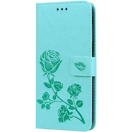 Mobigear Roses Samsung Galaxy J6 Plus Étui Portefeuille - Turquoise