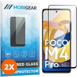 Mobigear Premium POCO M4 Pro 5G Verre trempé Protection d'écran - Compatible Coque - Noir (Lot de 2)