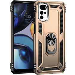 Mobigear Armor Ring Motorola Moto G22 Plastique rigide Coque arrière Antichoc avec bague de maintien - Or