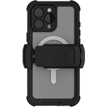 Ghostek Nautical Belt Coque iPhone 16 Pro Max MagSafe Coque arrière Imperméable Rigide Anti-Chocs - Transparent / Noir