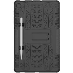 Mobigear Tire Coque Samsung Galaxy Tab S6 Lite Coque Arrière Rigide Antichoc + Porte-crayon + Support Amovible - Noir