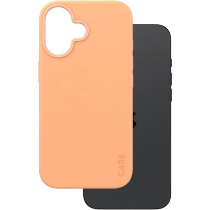 CARE by PanzerGlass Fashionable Coque iPhone 16 MagSafe Coque arrière en Silicone - Peachy