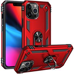 Mobigear Armor Ring Coque iPhone 14 Pro Max Coque arrière Rigide Anti-Chocs avec Anneau-Support - Rouge