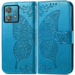Mobigear Butterfly Housse Motorola Edge 40 Neo Etui Porte-Monnaie - Bleu