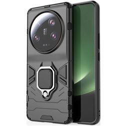 Mobigear Armor Ring Coque Xiaomi 13 Ultra Coque arrière Rigide Anti-Chocs avec Anneau-Support - Noir