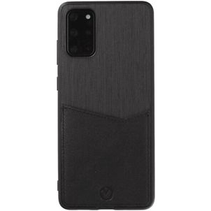 Valenta Card Slot Coque Samsung Galaxy S20 Plus Coque arrière en Cuir Véritable avec Porte-Cartes - Noir
