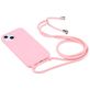 Mobigear Lanyard iPhone 16 Coque avec cordon en Silicone - Rose