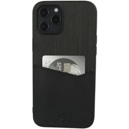 Valenta Card Slot Coque iPhone 12 Pro Max Coque arrière en Cuir Véritable avec Porte-Cartes - Noir