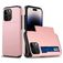 Mobigear Card Coque iPhone 15 Pro Max Coque arrière Rigide Anti-Chocs avec Porte-Cartes - Rose doré