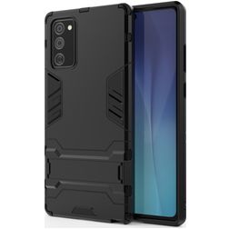 Mobigear Armor Stand Coque Samsung Galaxy Note 20 Ultra Coque arrière Rigide Anti-Chocs avec Support Amovible - Noir