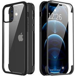 Valenta Full Cover Coque iPhone 12 Mini Coque arrière en Verre trempé Anti-Chocs - Noir