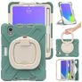 Mobigear RingGuard Coque iPad Mini 6 (2021) Coque arrière en Plastique rigide,Silicone + Porte-crayon + Bandoulière + Support Amovible - Vert