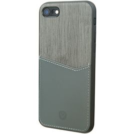 Valenta Card Slot Coque iPhone 8 Coque arrière en Cuir Véritable avec Porte-Cartes - Gris