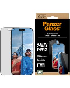 PanzerGlass Ultra-Wide Fit Privacy iPhone 17 Pro Verre trempé Protection d'écran Confidentialité - Compatible Coque - Noir